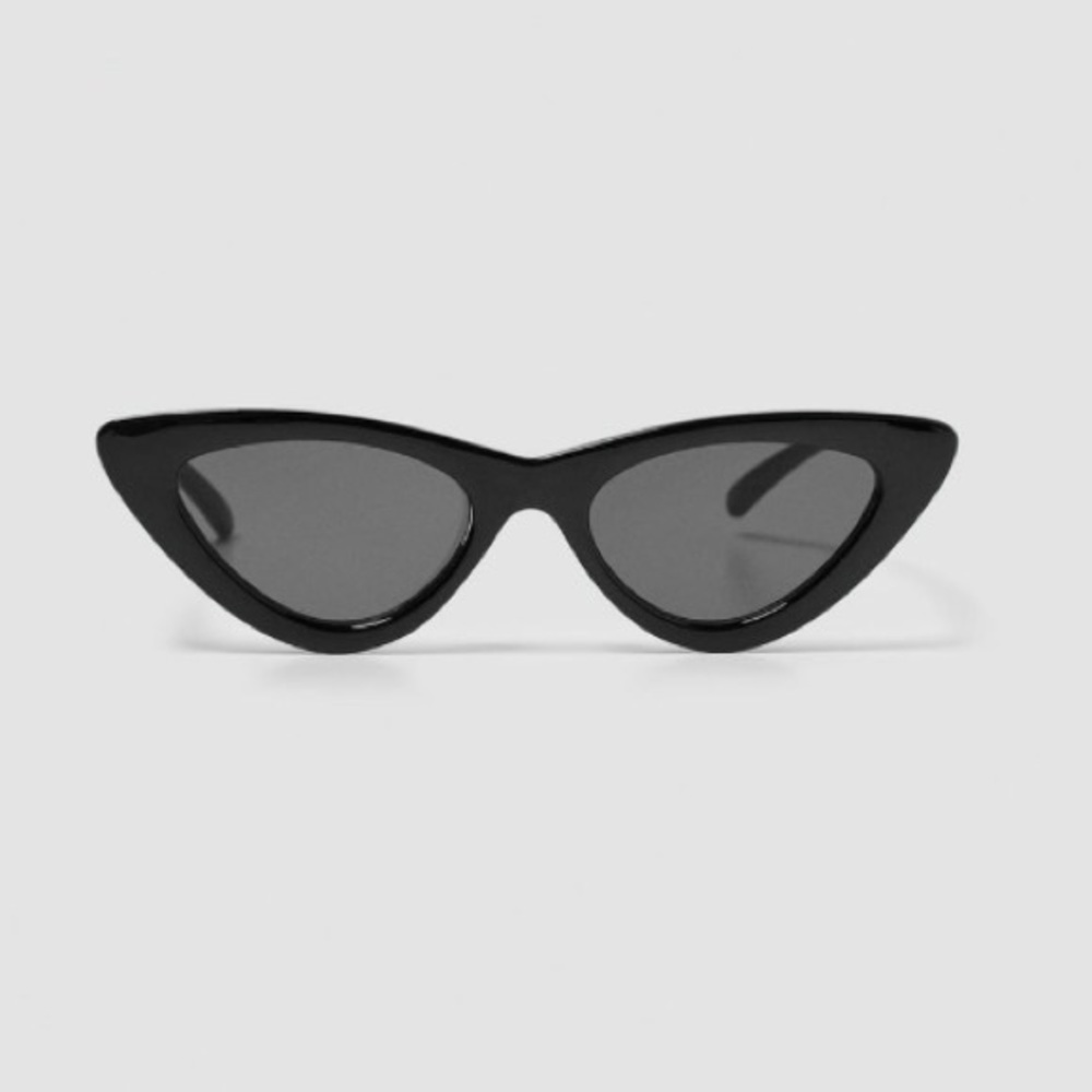 Zara slim cat eye sunglasses in black plastic with case